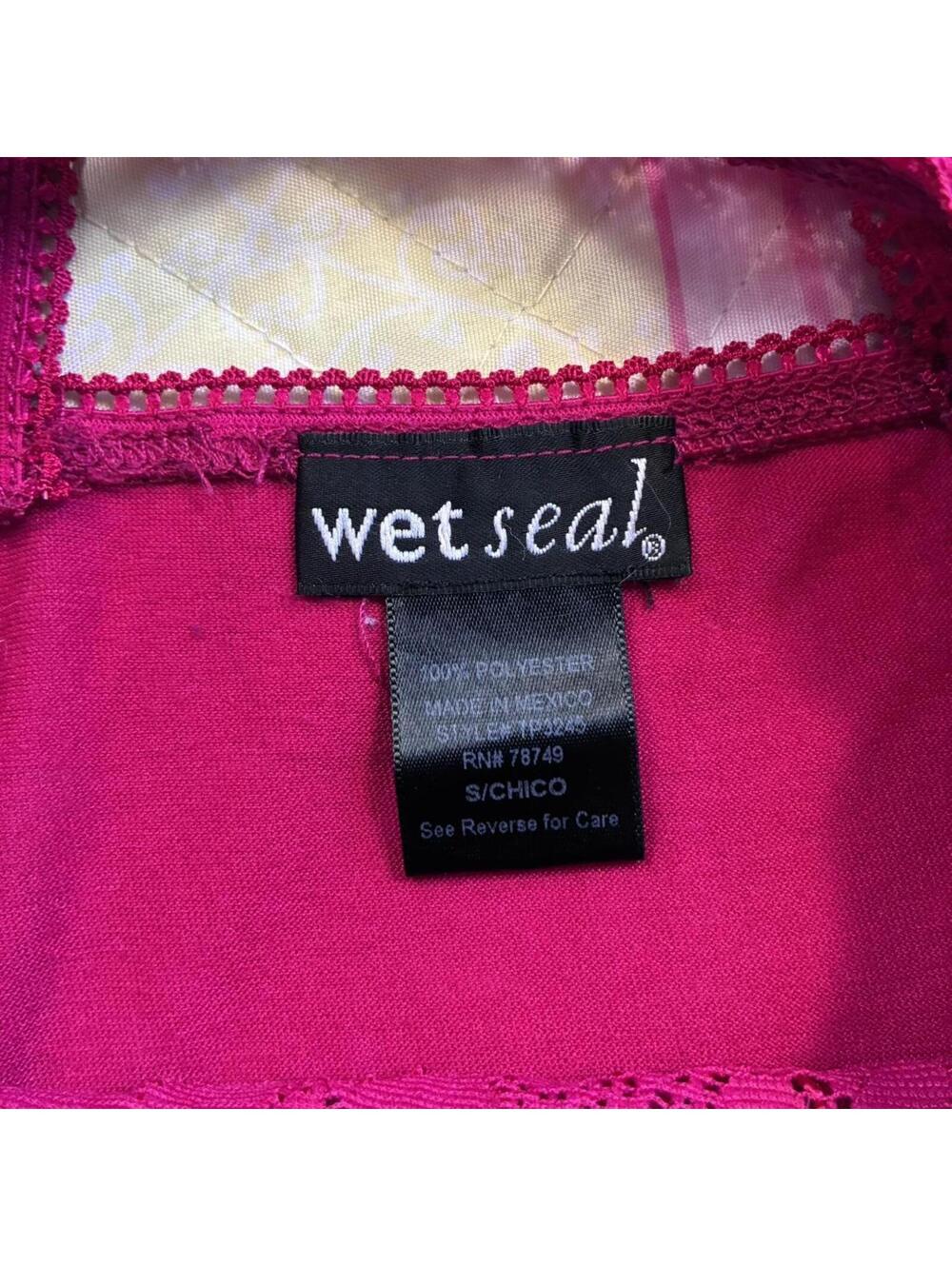 Wet Seal pink lace tank top with racer back! size small